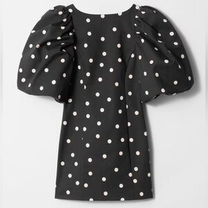 & other stories puff sleeve black and white polka dot dress